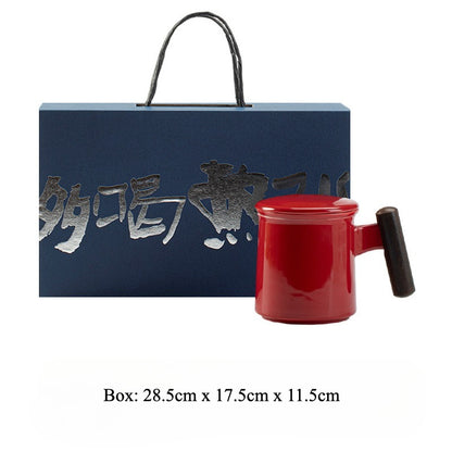 Gohobi Ceramic Office Mug with Infuser and Lid