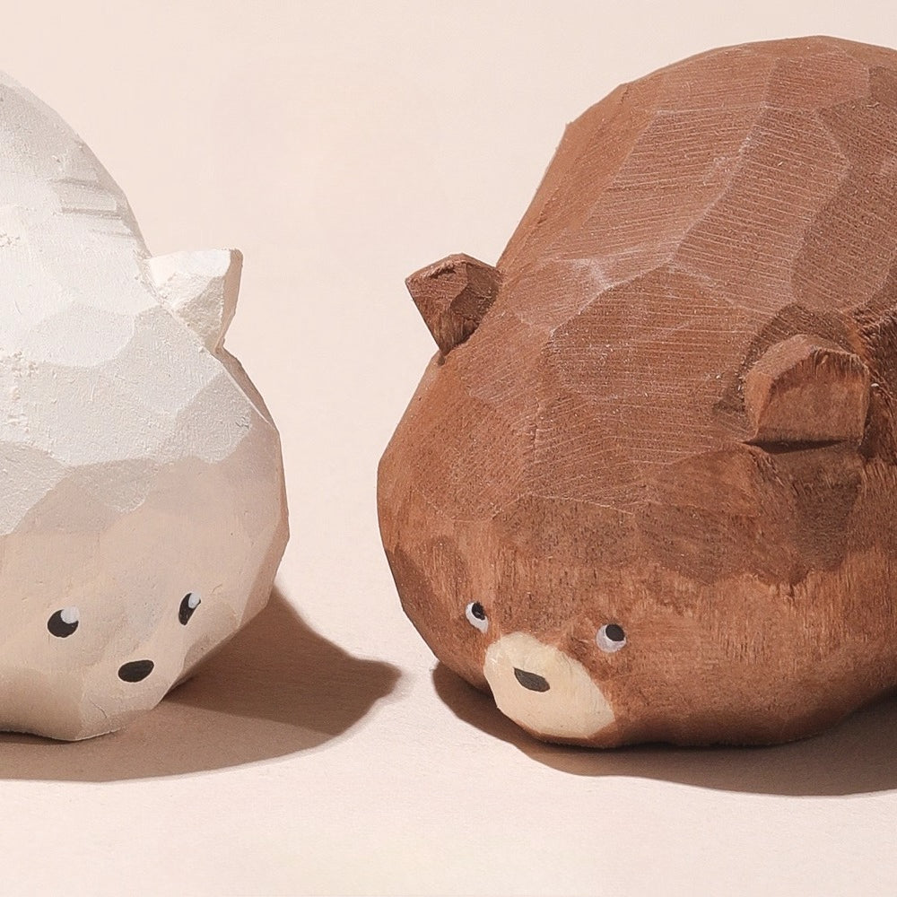 Gohobi Hand-Carved Little Bear Figurine