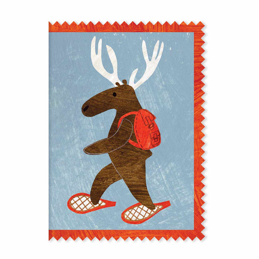 Mortlake Papers Winter Stag Christmas Card | Snowshoeing Woodland Animal | Greeting Card [Made in the UK]
