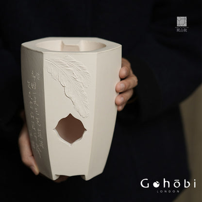 [賦山敘 x Gohobi] Gohobi Hexagonal Begonia Charcoal Tea Stove – Chaozhou White Clay Gongfu Tea Stove