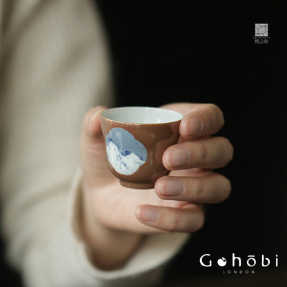 [賦山敘 x Gohobi] Gohobi Jingdezhen Hand-Painted Blue and White Teacup – Begonia Snow View Fulu Guest Cup