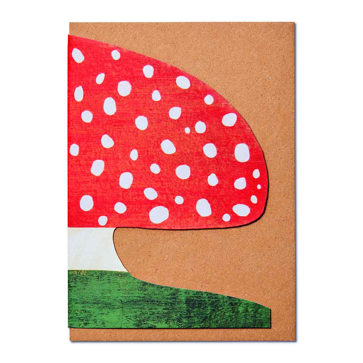 Mortlake Papers Red Mushroom Shaped Greeting Card [Made in the UK]