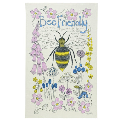 Poppy Treffry Bee Friendly Tea Towel [Made in the UK]