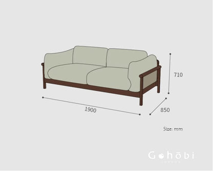 Gohobi Nordic Solid Wood Fabric Sofa – Handmade Double Sofa for Living Room or Small Apartment | FSC Certified Furniture