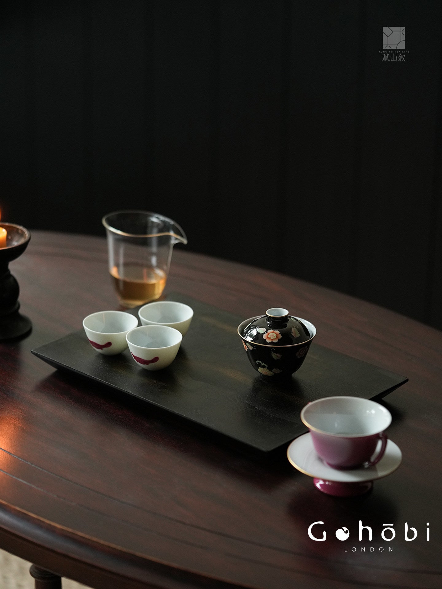 [賦山敘 x Gohobi] Gohobi Black Gold Lacquer Tea Tray – Handmade Ginkgo Wood Dry Brew Tea Tray Wabi Sabi Style