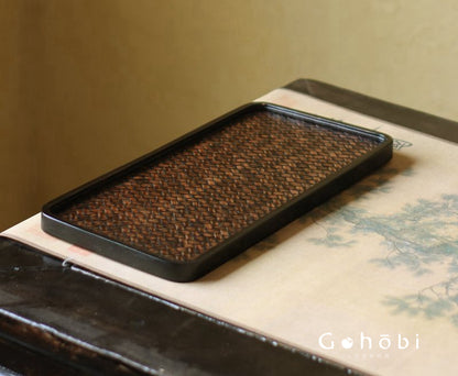 Gohobi Polished Bamboo Tea Tray – Bamboo Woven Gongfu Tea Tray