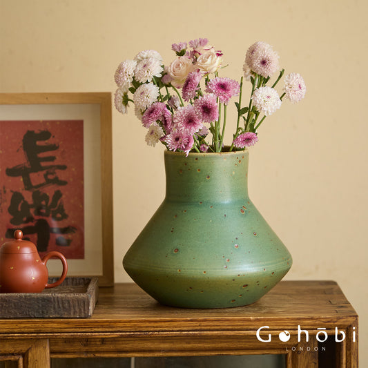 Gohobi Jingdezhen Retro Ceramic Hydroponic Vase – Antique Style Decorative Flower Vase for Home