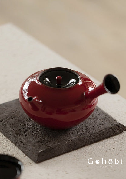 Gohobi Ochre Dream Red Fireplace Teapot – Japanese-Style Coarse Pottery Rattan Beam Kettle