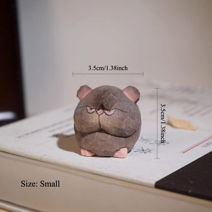 Gohobi Hand-Carved Round Little Mouse Figurine