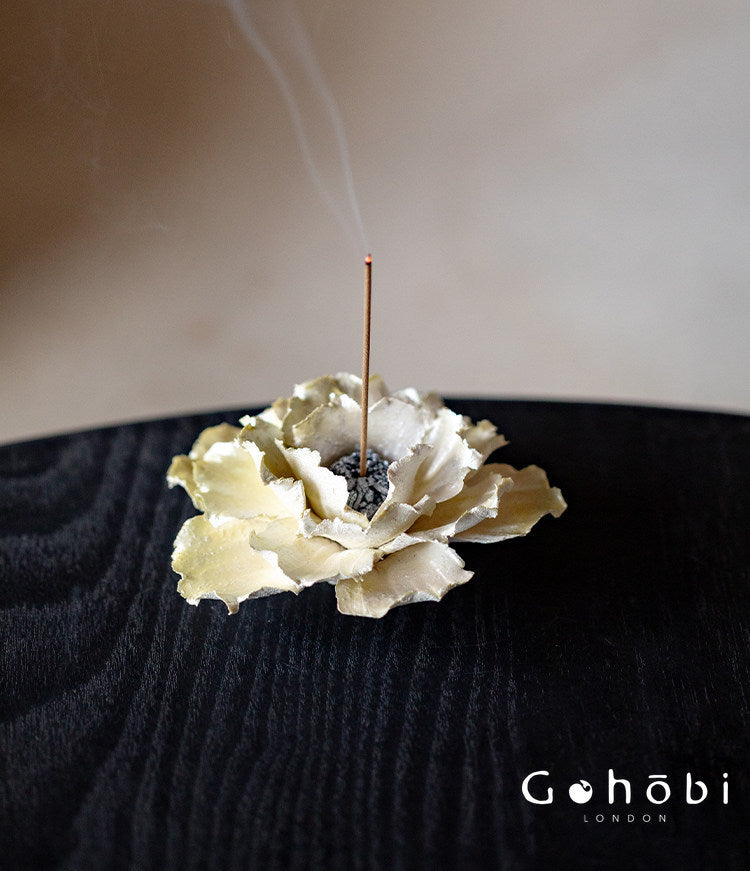 Gohobi Handmade Floral Incense Holder 004 - Peony Stoneware