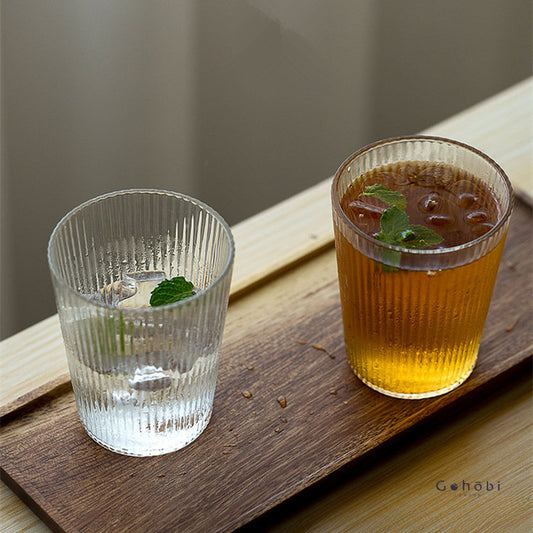 Gohobi Japanese Style Vertical Stripe Glass Tea Cup