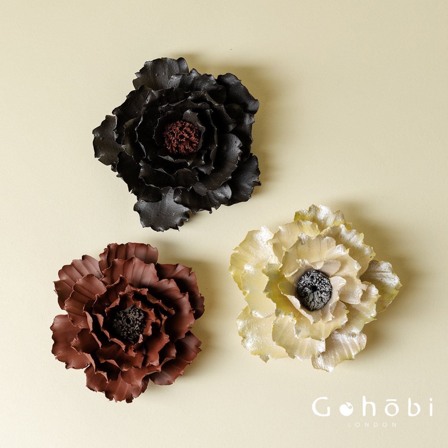 Gohobi Handmade Floral Incense Holder 004 - Peony Stoneware