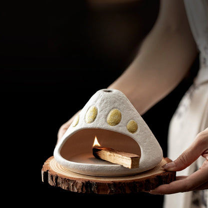 Gohobi Black & White Golden Mountain Ceramic Aromatherapy Fireplace Burner