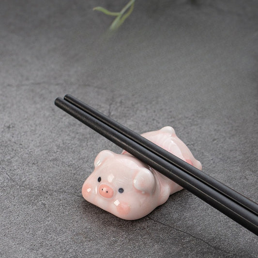 Gohobi Pink Pig Ceramic Chopstick Rest