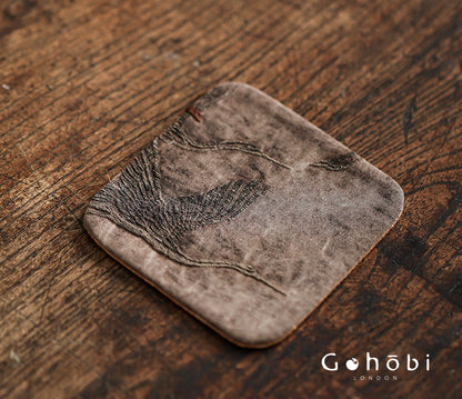 Gohobi Xiangyun Silk Tea Coaster – Handmade Tussah Silk Square Tea Mat Heat Insulation Pad