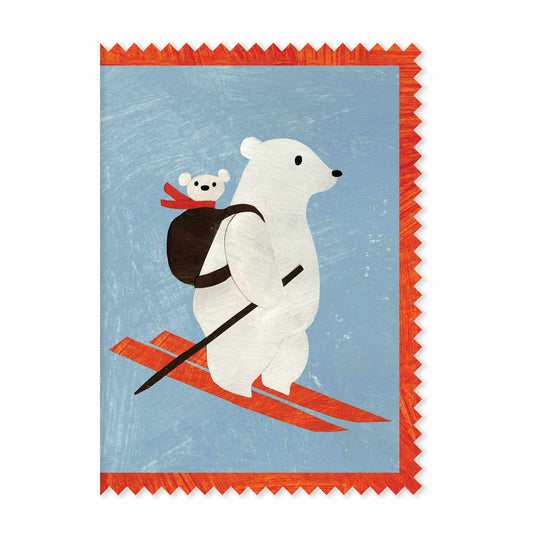 Mortlake Papers Skiing Polar Bear & Cub Christmas Card | Greeting Card [Made in the UK]