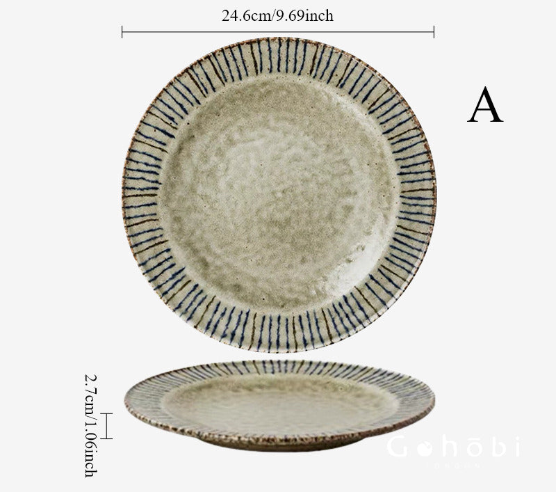 Gohobi Japanese Mino-yaki Pine Leaf Ceramic Plate [Made in Japan] – Retro Light Luxury Tableware