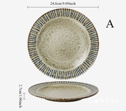Gohobi Japanese Mino-yaki Pine Leaf Ceramic Plate [Made in Japan] – Retro Light Luxury Tableware
