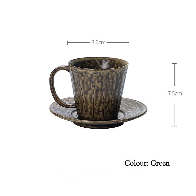 Gohobi Japanese Retro Ceramic Coffee Cup and Saucer Set