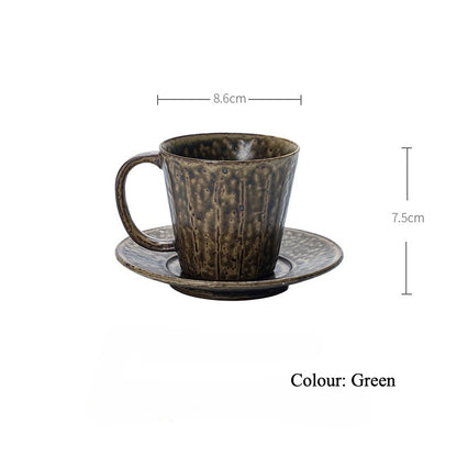 Gohobi Japanese Retro Ceramic Coffee Cup and Saucer Set