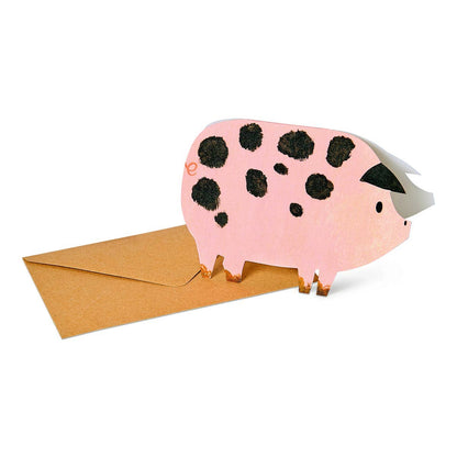 Mortlake Papers Spotty Pig Birthday Card | Foodie Gift | Farm Animal Card | Greeting Card [Made in the UK]