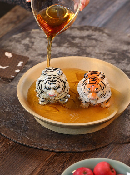 Gohobi Yixing Purple Clay Lucky Tiger Tea Pet – Hand-Painted Zisha Ornament