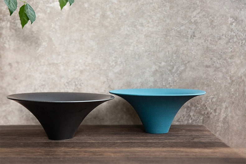 Gohobi Japanese Ikebana Ceramic Flower Bowl – Matte Zen Large Flower Arrangement Vase
