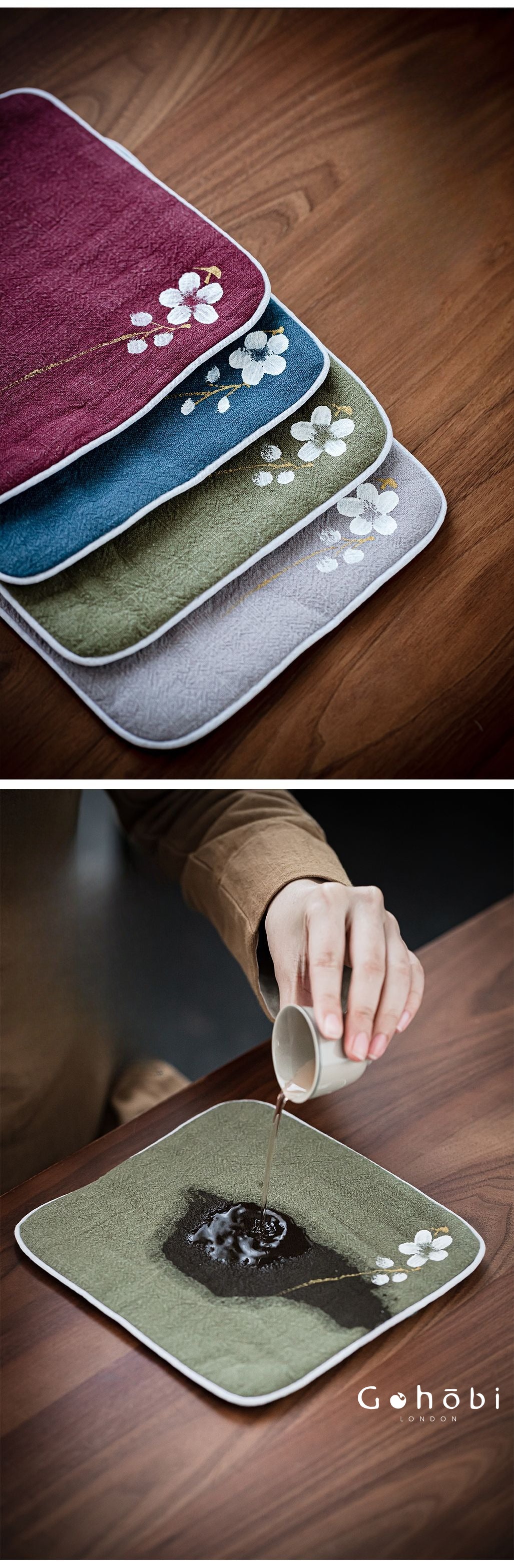 Gohobi Handmade Cotton Linen Tea Towel – Japanese Style Absorbent Zen Tea Cloth