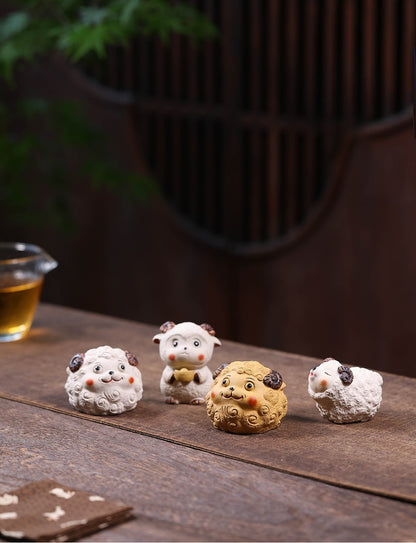 Gohobi Yixing Purple Clay Sheep Tea Pet – Handmade Sanyang Kaitai Ornament