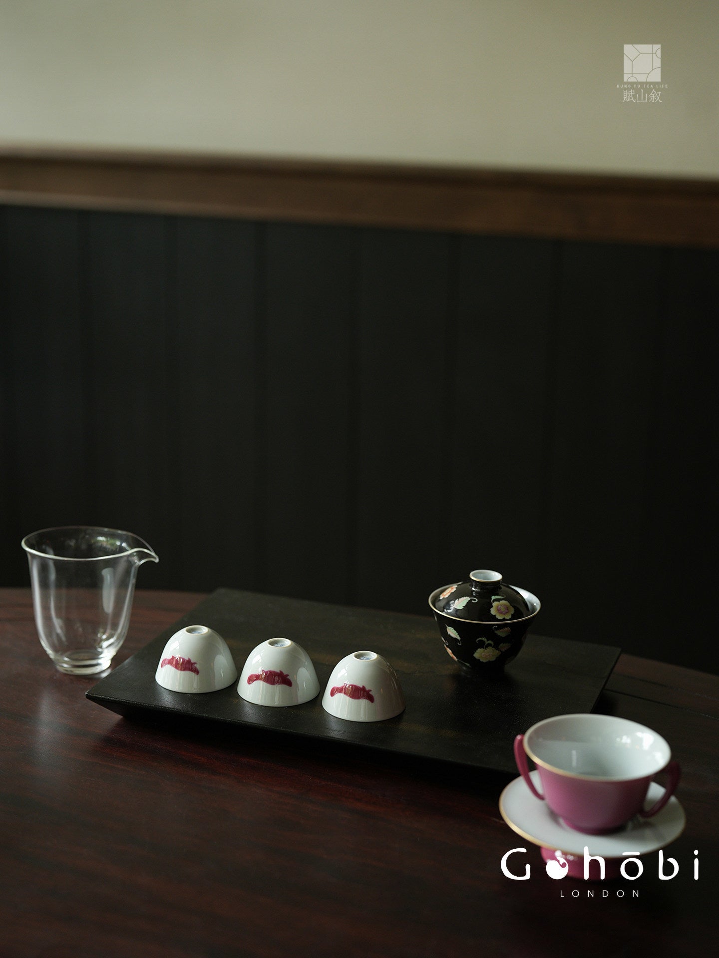 [賦山敘 x Gohobi] Gohobi Black Gold Lacquer Tea Tray – Handmade Ginkgo Wood Dry Brew Tea Tray Wabi Sabi Style