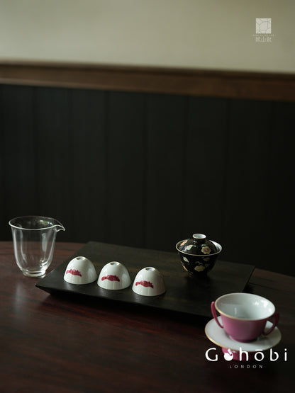 [賦山敘 x Gohobi] Gohobi Black Gold Lacquer Tea Tray – Handmade Ginkgo Wood Dry Brew Tea Tray Wabi Sabi Style