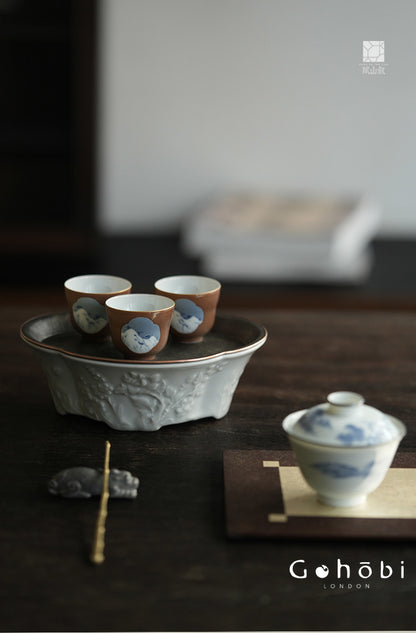 [賦山敘 x Gohobi] Gohobi Jingdezhen Hand-Painted Blue and White Teacup – Begonia Snow View Fulu Guest Cup