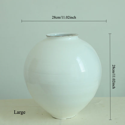 Gohobi White Moon Jar Ceramic Vase
