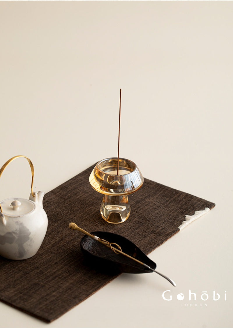 Gohobi Mushroom Glass Incense Holder – New Chinese Style Desktop Incense Tray