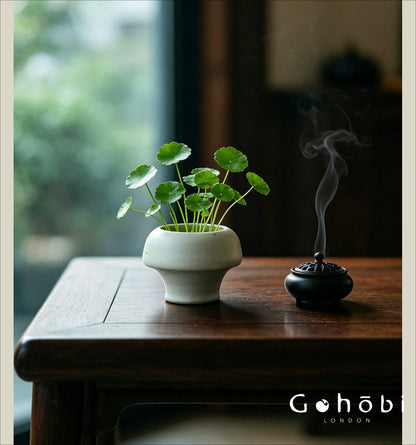 Gohobi Japanese Ikebana Mini Ceramic Vase – Jingdezhen Wabi-Sabi Desktop Flower Vase