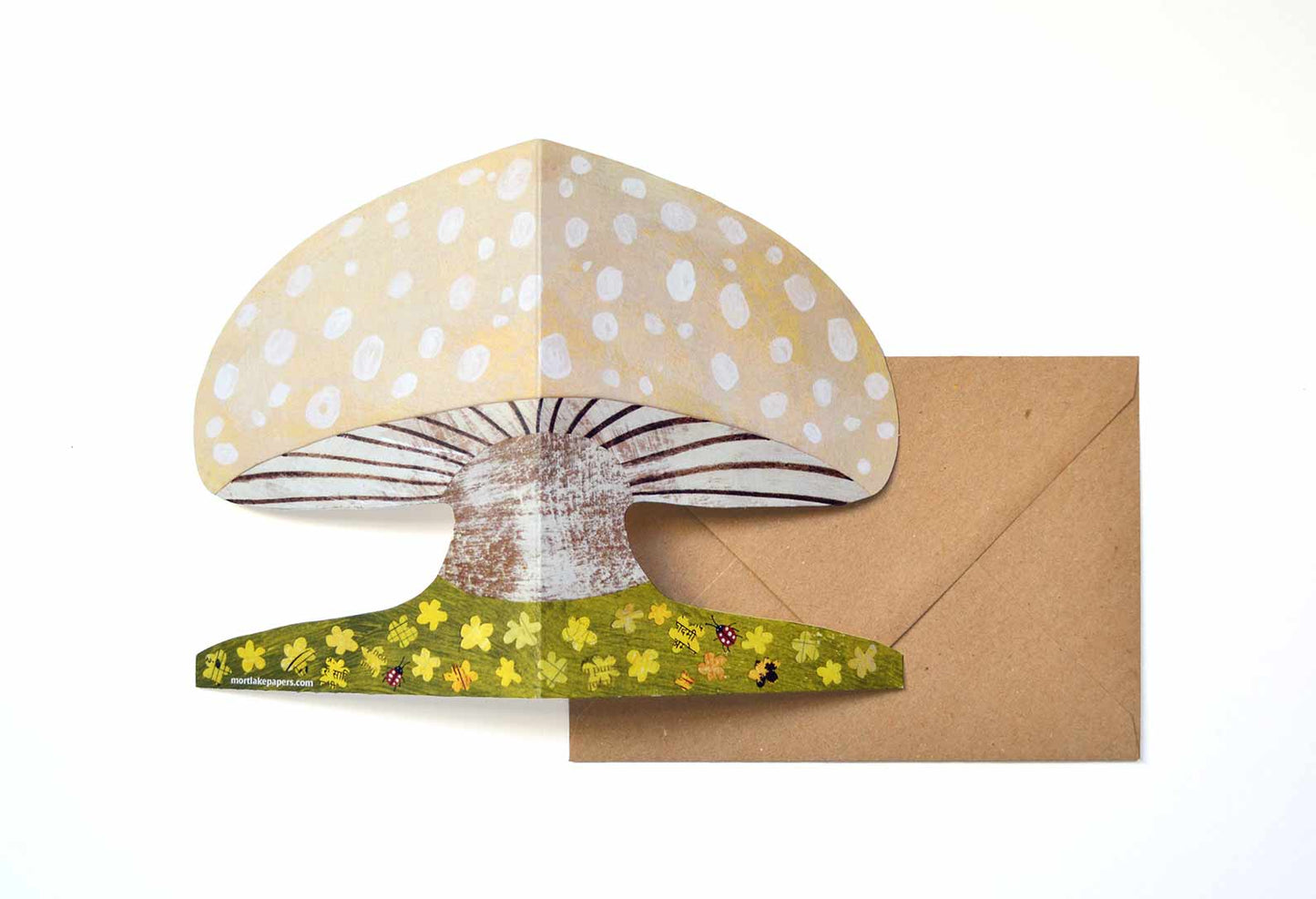 Mortlake Papers Spring Mushroom Die-Cut Greetings Card [Made in the UK]
