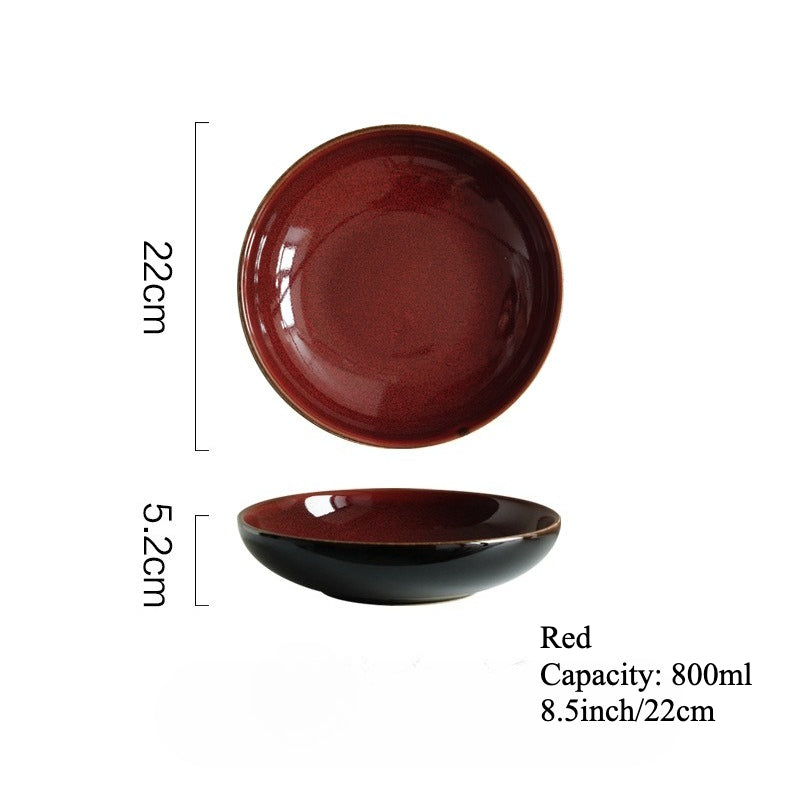 Gohobi Japanese Kiln-Change Ceramic Pasta and Salad Plate