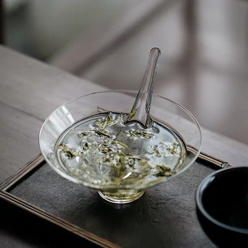 Gohobi Handmade Round Glass Bowl with Spoon