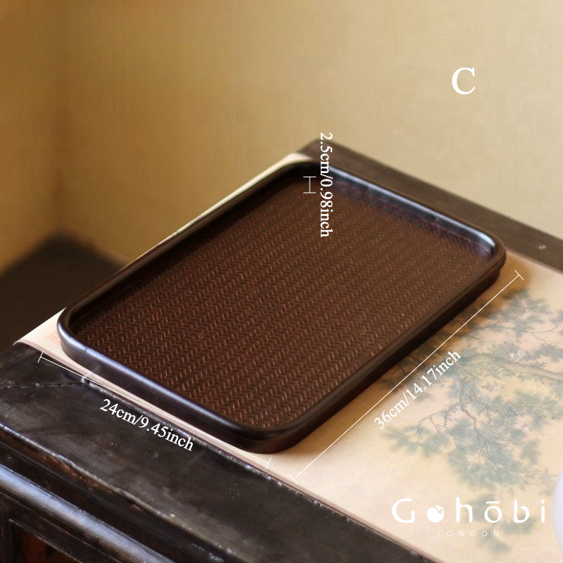 Gohobi Polished Bamboo Tea Tray – Bamboo Woven Gongfu Tea Tray