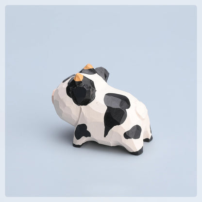 Gohobi Hand-Carved Wooden Cow Figurine