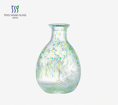 Gohobi Toyo Sasaki Japanese Hammered Glass Sake Jug Set – Stained Glass Wine Set Gift | Made in Japan