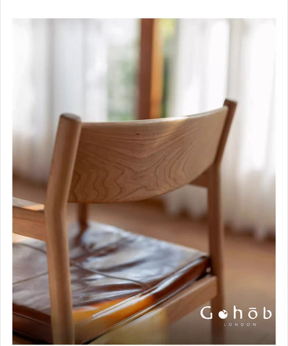 Gohobi Handmade Solid Wood Curved Armchair – Study Chair Office Seat Leisure Home Bedroom Chair | FSC Certified Furniture