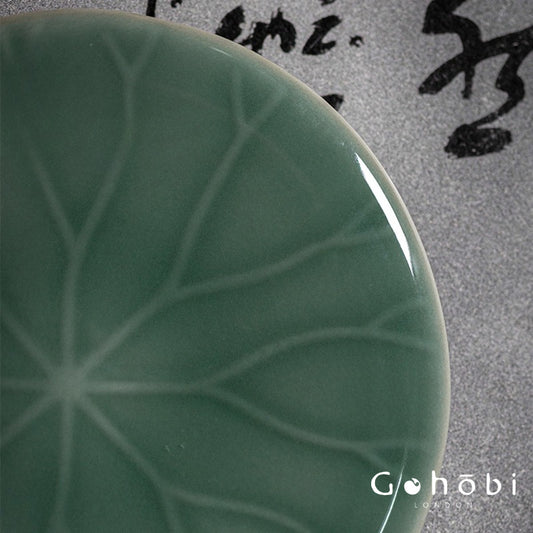 Gohobi Handmade Lotus Leaf Coaster – Ceramic Teacup Holder for Gongfu Tea