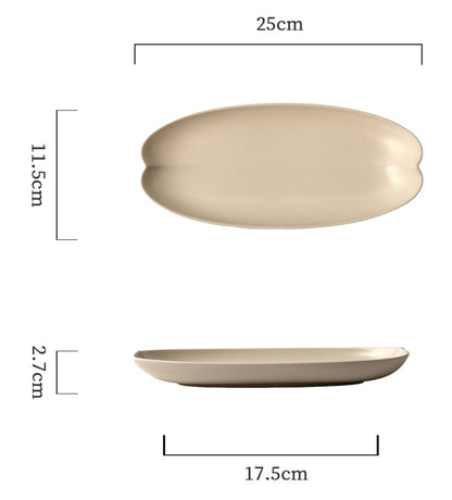 Gohobi Painted Matte Long Kwai Kou Plate