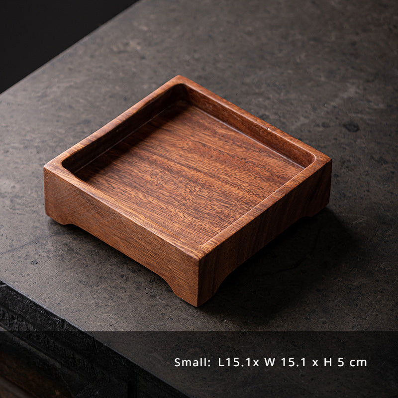 Gohobi Square Walnut Wooden Serving Tray Teapot Tray 15cm