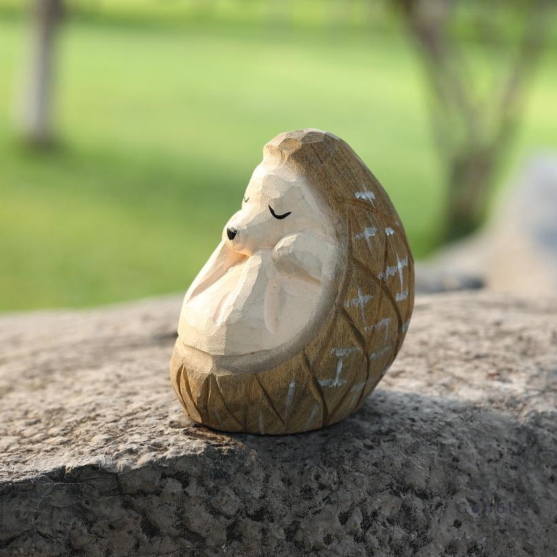 Gohobi Handcrafted Wooden Hedgehog Ornament