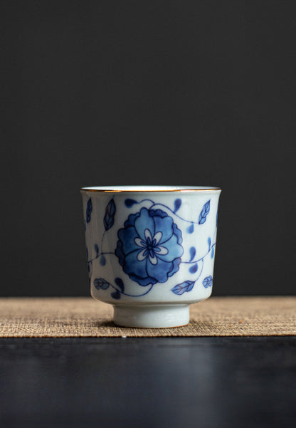 Gohobi Blue and White Twining Lotus Fu Gui Cup