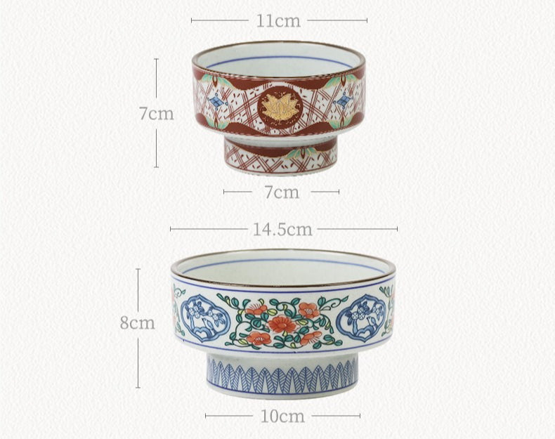 Gohobi Japanese Ikebana High-Foot Ceramic Bowl – Retro Floral Arrangement Vessel