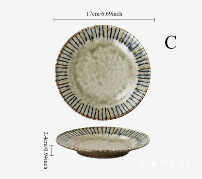 Gohobi Japanese Mino-yaki Pine Leaf Ceramic Plate [Made in Japan] – Retro Light Luxury Tableware