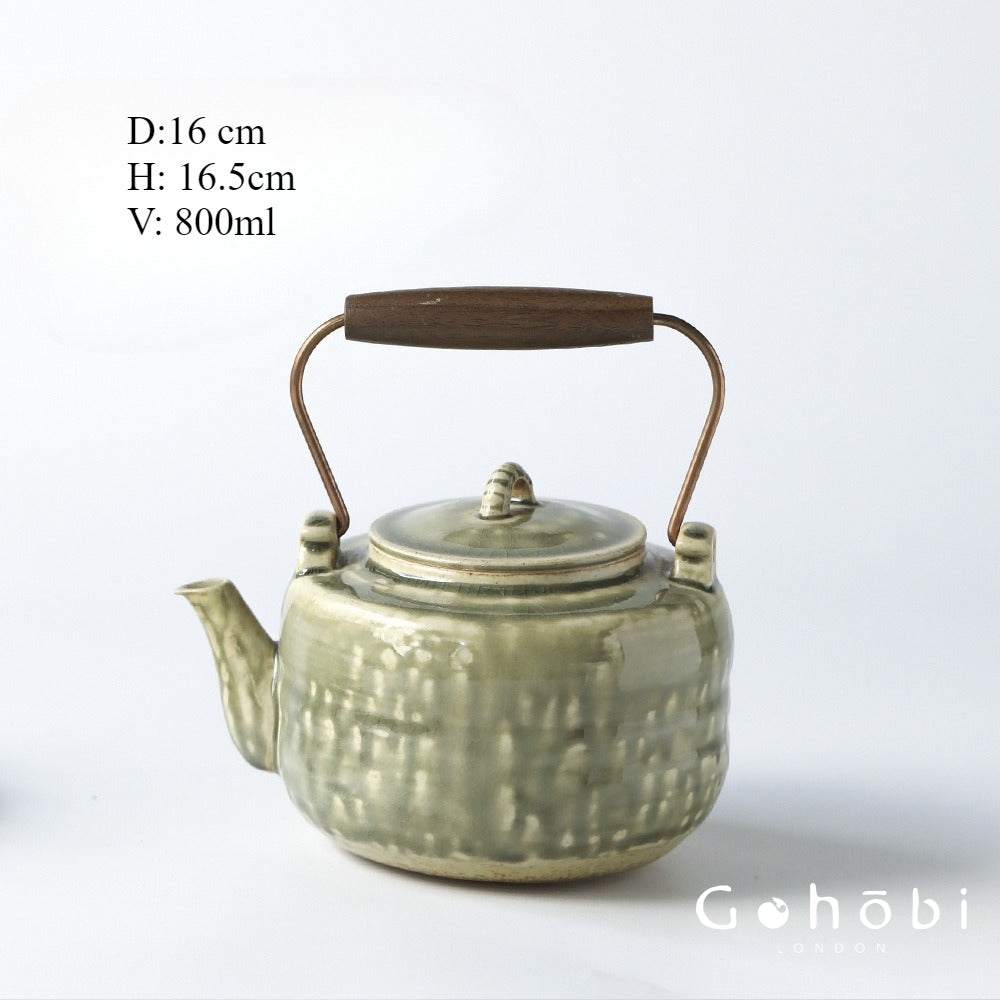 Gohobi Flowing Gold Autumn Sunset Dual-Purpose Teapot – Pure Handmade Ceramic Pot
